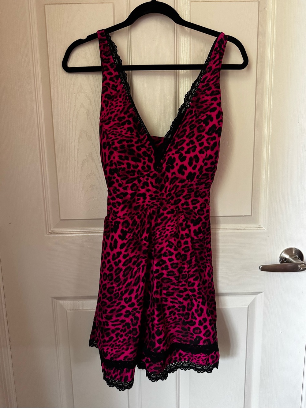 torrid Hot Pink and Black Leopard Lace-Trim Mini Dress